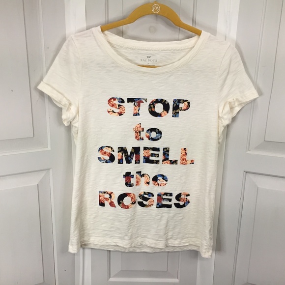 Talbots Stop to Smell the Roses Cotton Tee - Picture 1 of 15